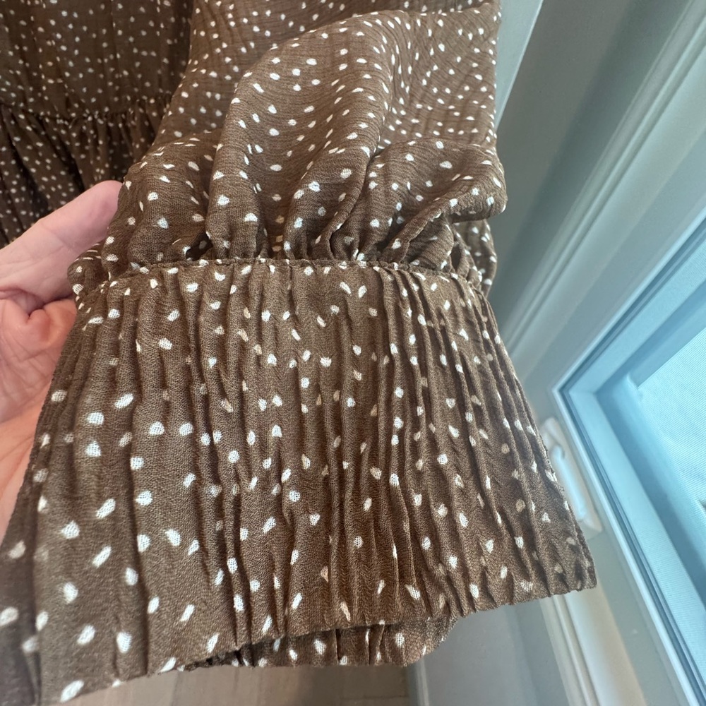 Vince Starry Dot Brown Long Sleeve Dress - Picture 5 of 9